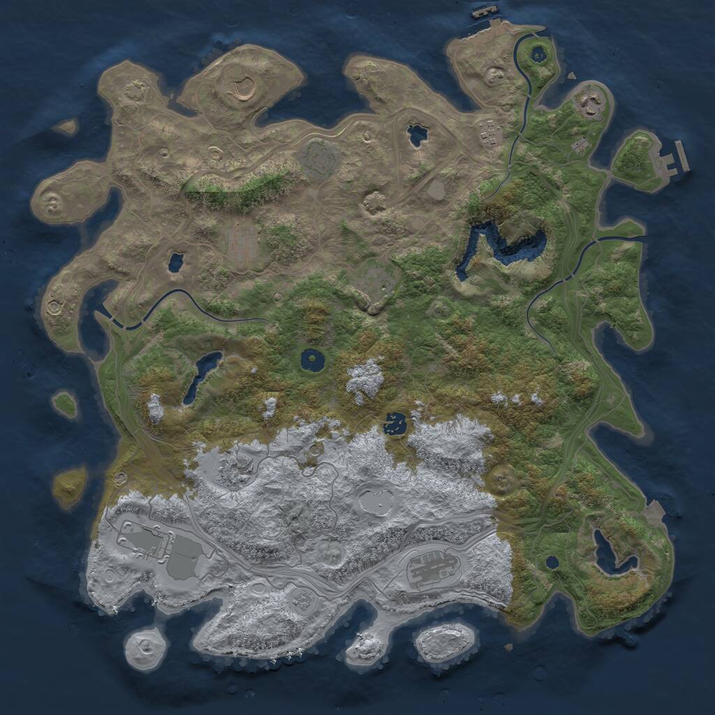 Rust Map: Procedural Map, Size: 4500, Seed: 427125690, 16 Monuments
