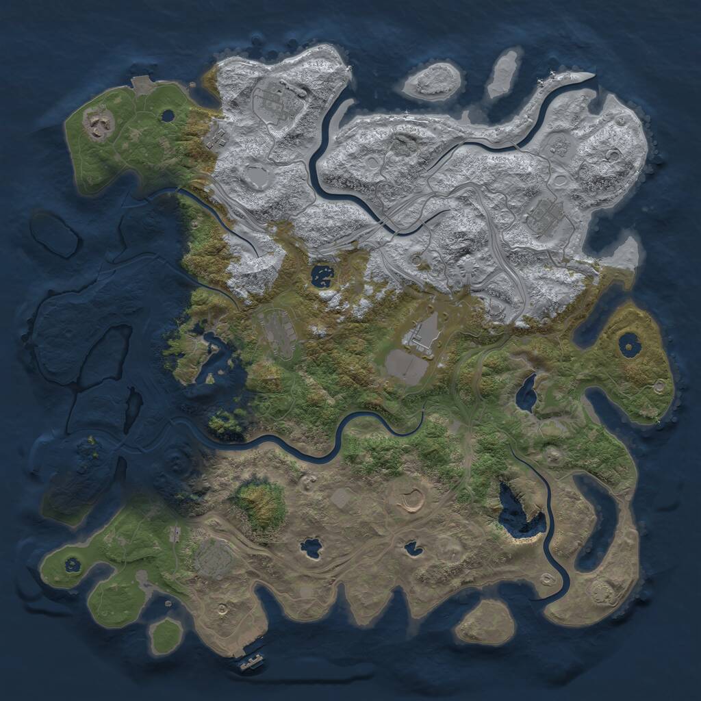 Rust Map: Procedural Map, Size: 4500, Seed: 2634373, 16 Monuments