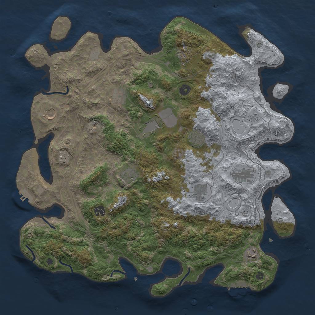 Rust Map: Procedural Map, Size: 4250, Seed: 509458481, 20 Monuments
