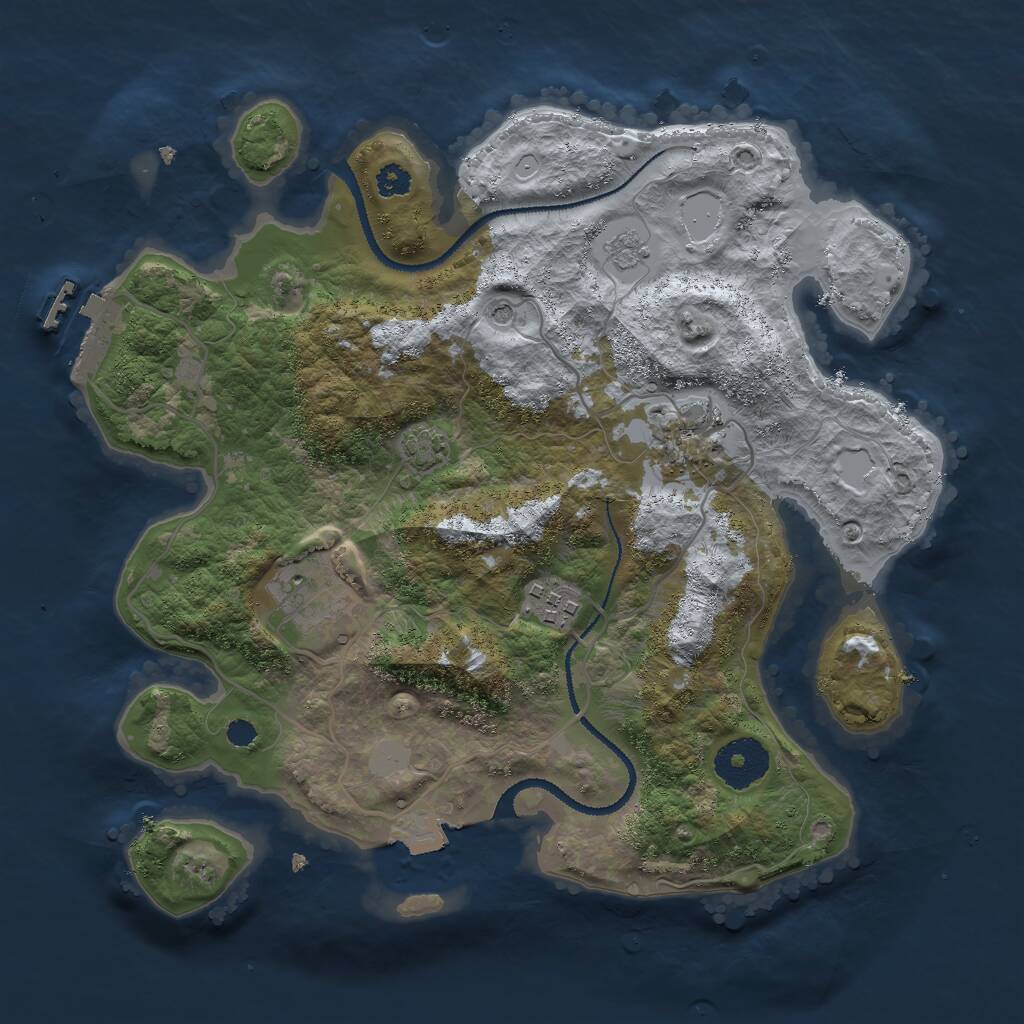 Rust Map: Procedural Map, Size: 3000, Seed: 2129273979, 8 Monuments