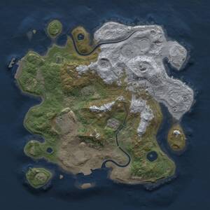 Thumbnail Rust Map: Procedural Map, Size: 3000, Seed: 2129273979, 8 Monuments