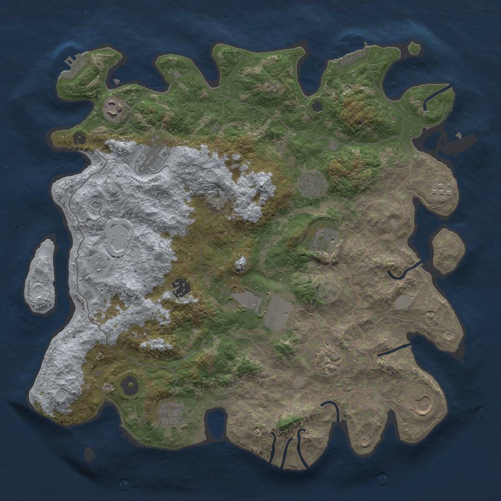 Rust Map: Procedural Map, Size: 4000, Seed: 80460660, 19 Monuments