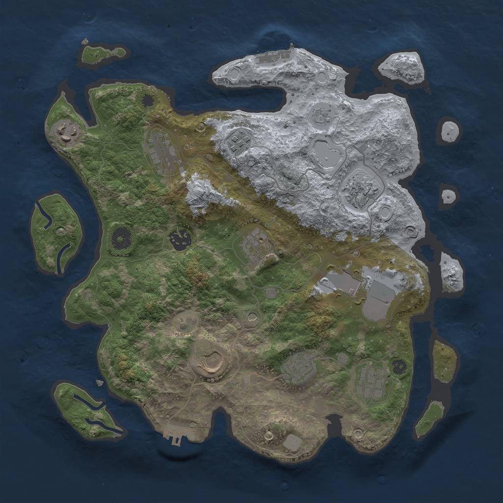 Rust Map: Procedural Map, Size: 3500, Seed: 1942219025, 19 Monuments