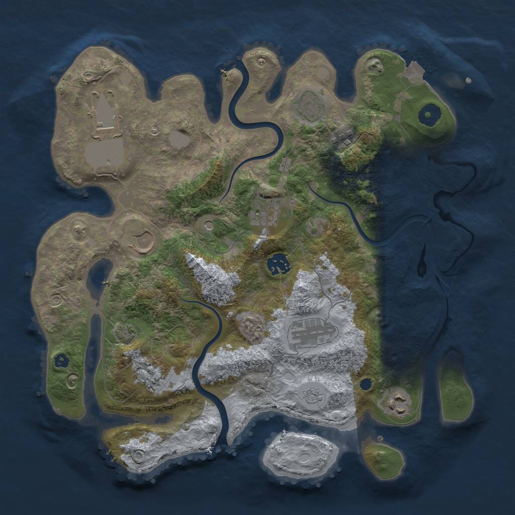 Rust Map: Procedural Map, Size: 3500, Seed: 572547, 13 Monuments