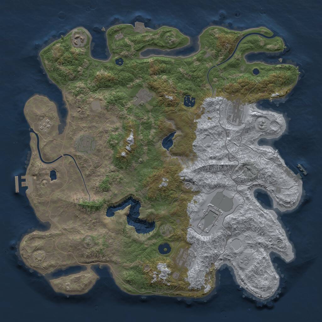 Rust Map: Procedural Map, Size: 4000, Seed: 385728166, 14 Monuments