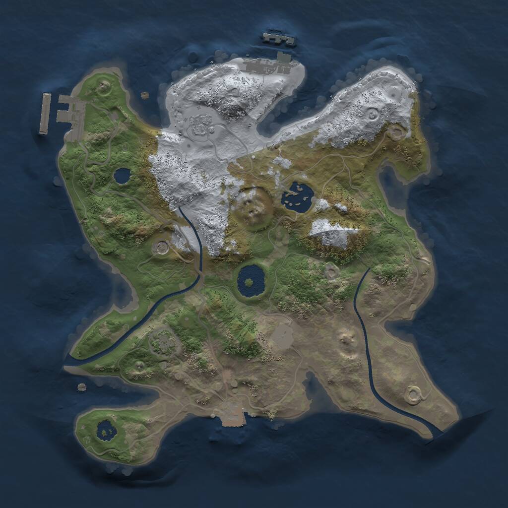 Rust Map: Procedural Map, Size: 2500, Seed: 329329443, 7 Monuments