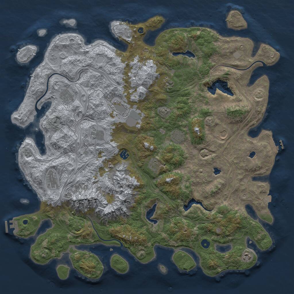 Rust Map: Procedural Map, Size: 5000, Seed: 8008, 17 Monuments