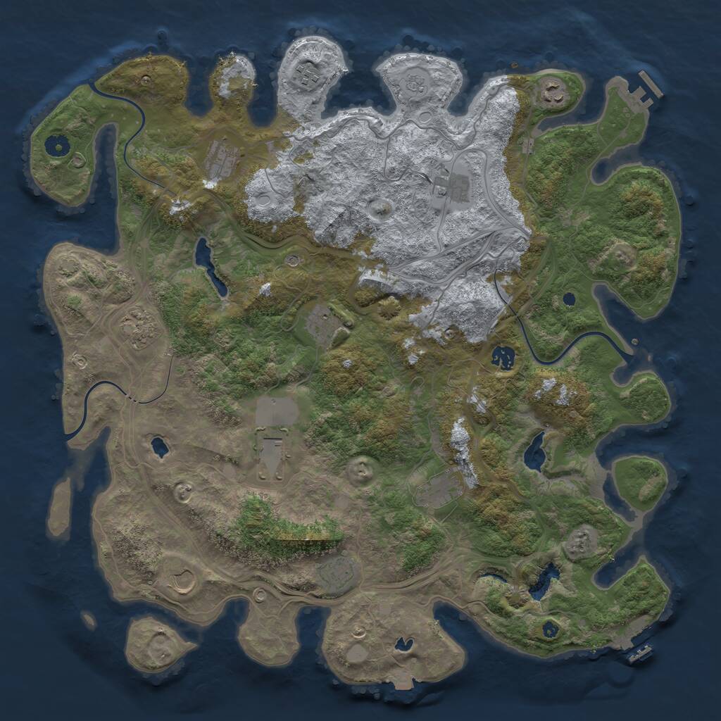 Rust Map: Procedural Map, Size: 4500, Seed: 1029863400, 17 Monuments