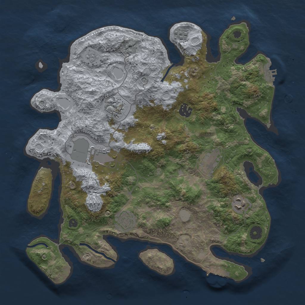 Rust Map: Procedural Map, Size: 3500, Seed: 1475, 16 Monuments
