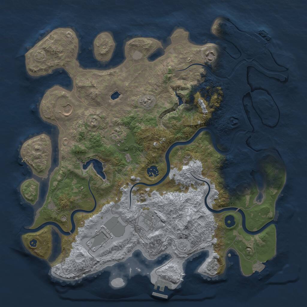 Rust Map: Procedural Map, Size: 4000, Seed: 931471730, 13 Monuments