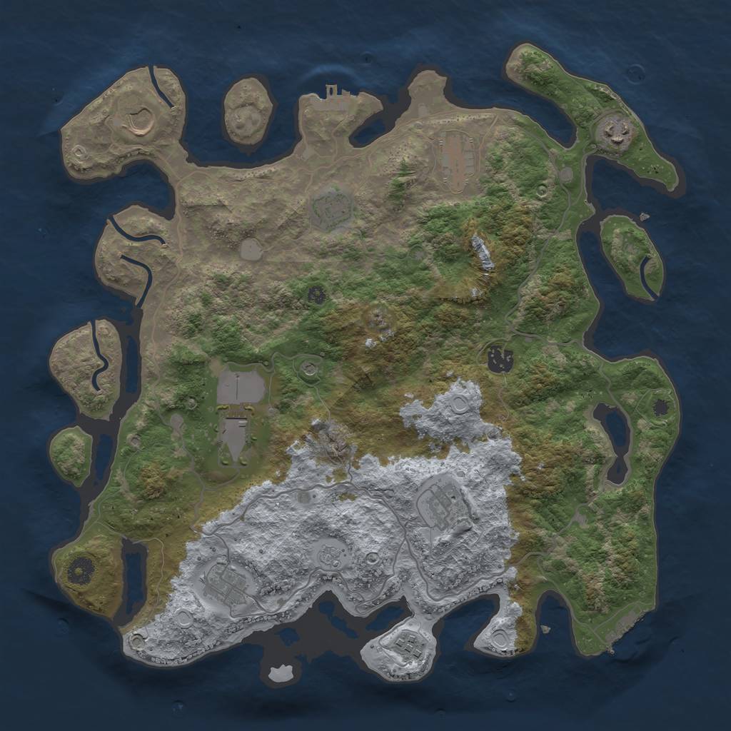 Rust Map: Procedural Map, Size: 4000, Seed: 931471730, 18 Monuments