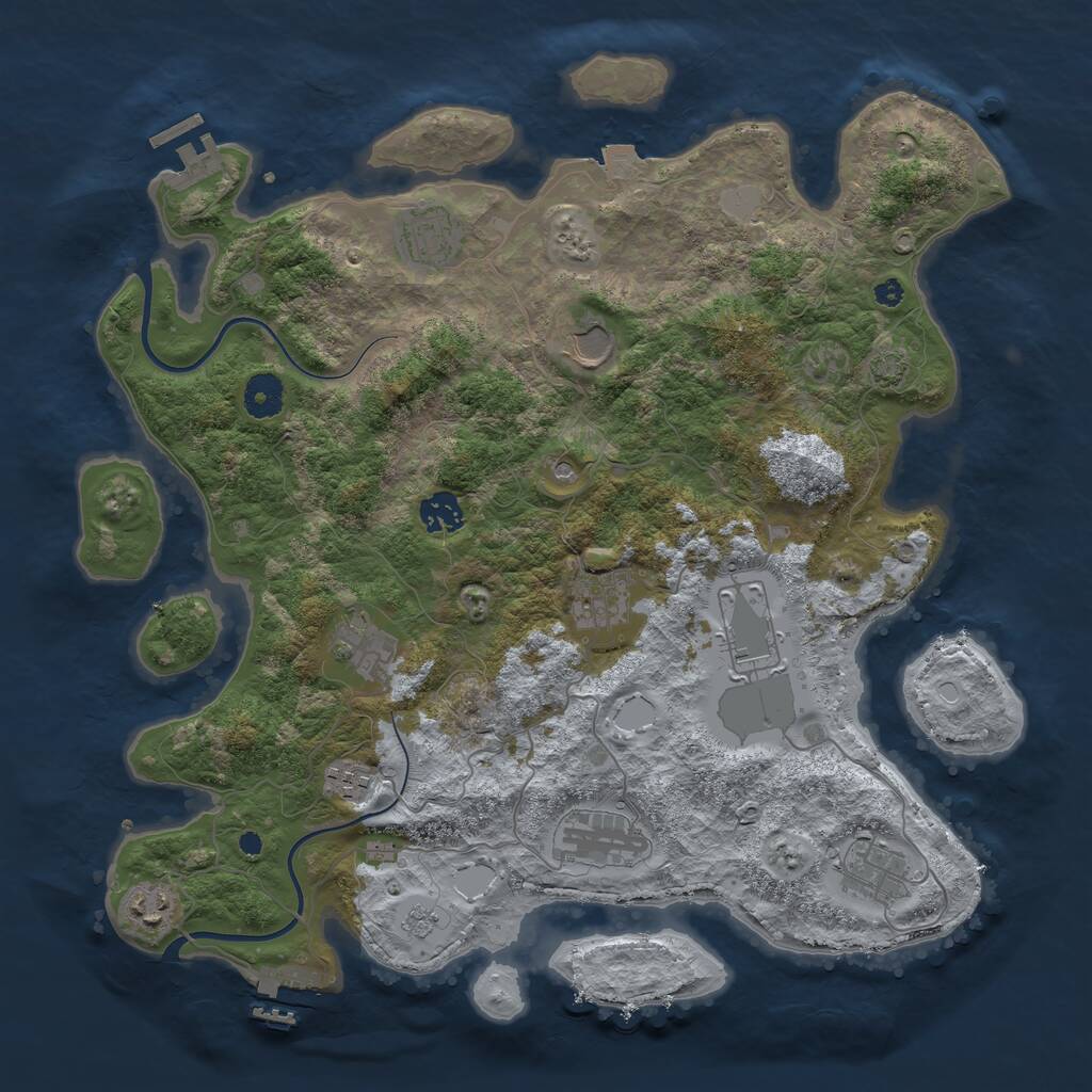 Rust Map: Procedural Map, Size: 3850, Seed: 1581080478, 16 Monuments