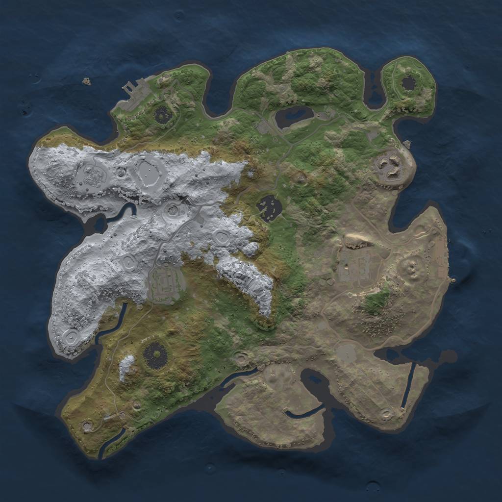 Rust Map: Procedural Map, Size: 3000, Seed: 698556, 13 Monuments