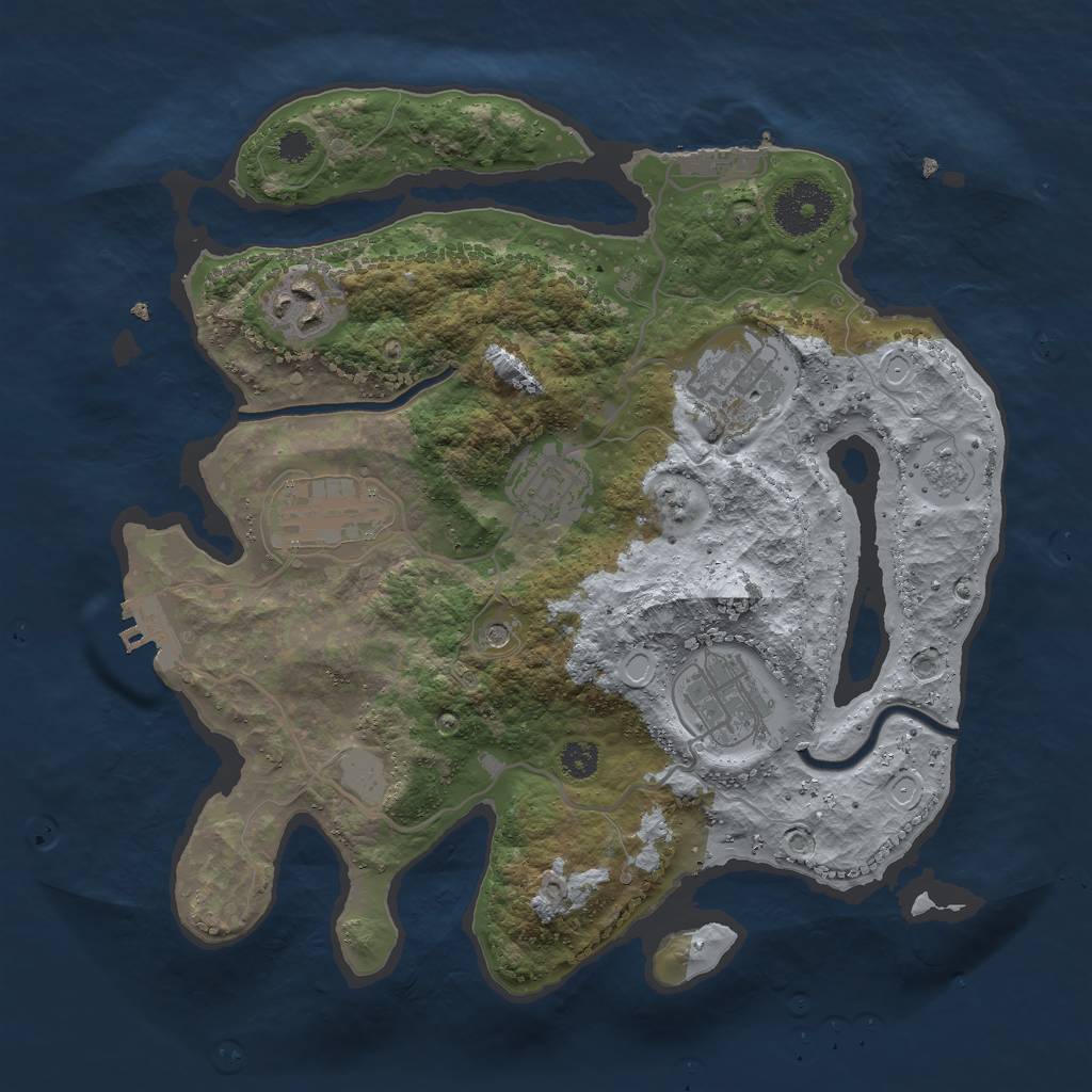Rust Map: Procedural Map, Size: 3000, Seed: 796913895, 14 Monuments
