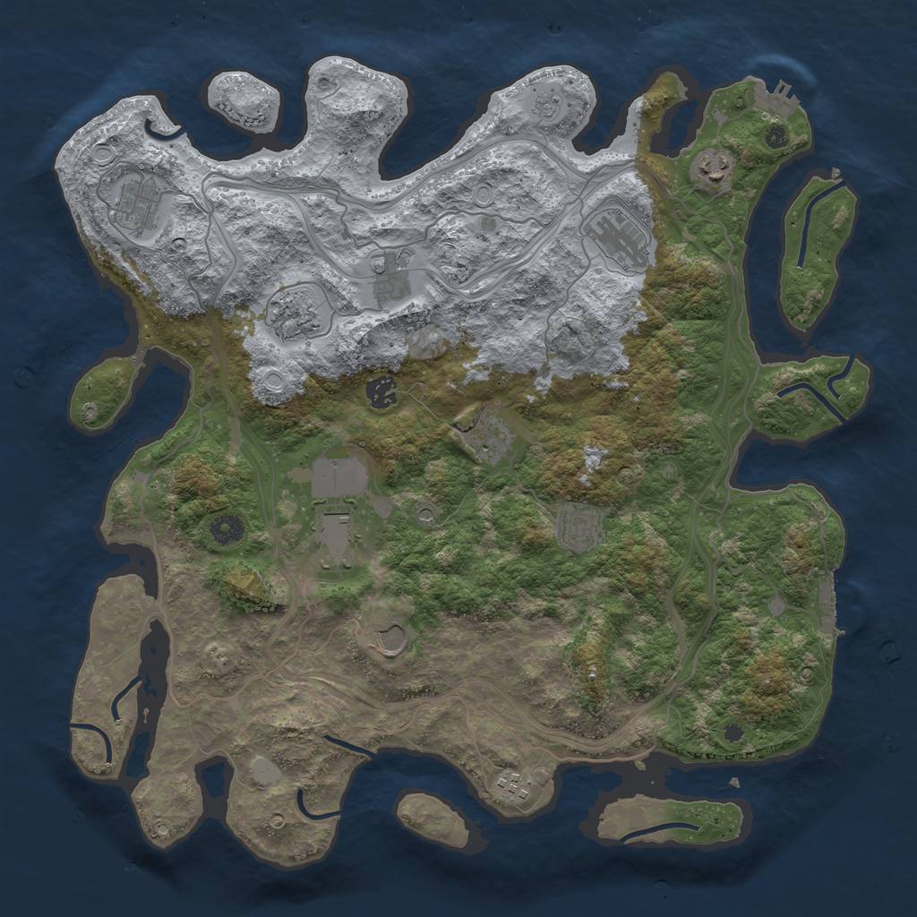 Rust Map: Procedural Map, Size: 4250, Seed: 1301983438, 20 Monuments