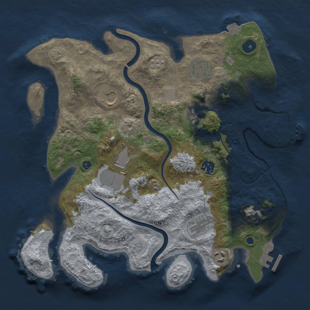 Rust Map: Procedural Map, Size: 3500, Seed: 1185340390, 14 Monuments