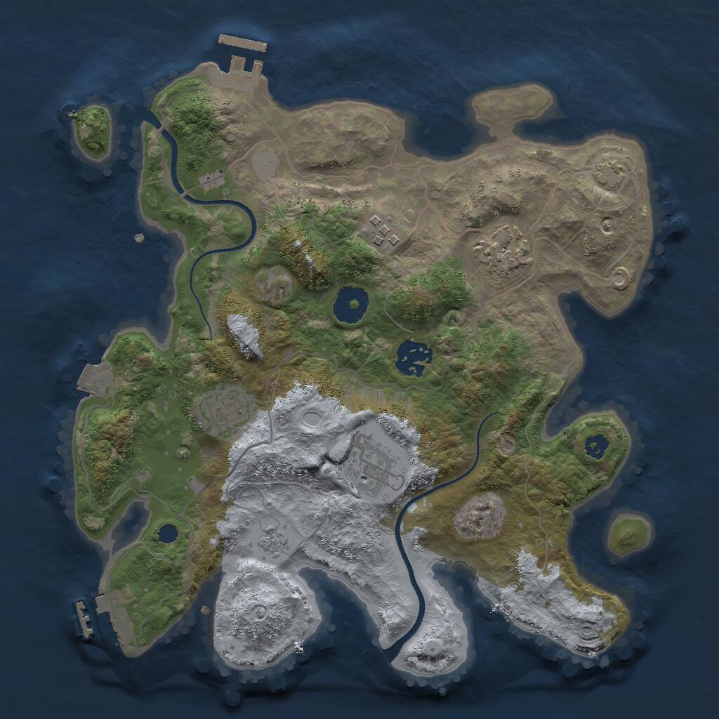 Rust Map: Procedural Map, Size: 3000, Seed: 590894917, 10 Monuments