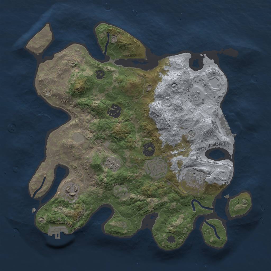 Rust Map: Procedural Map, Size: 3000, Seed: 323377, 14 Monuments