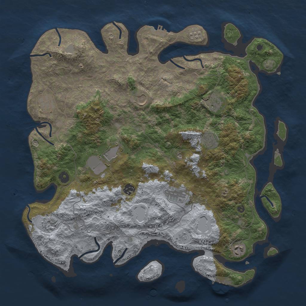 Rust Map: Procedural Map, Size: 4200, Seed: 1881761396, 19 Monuments