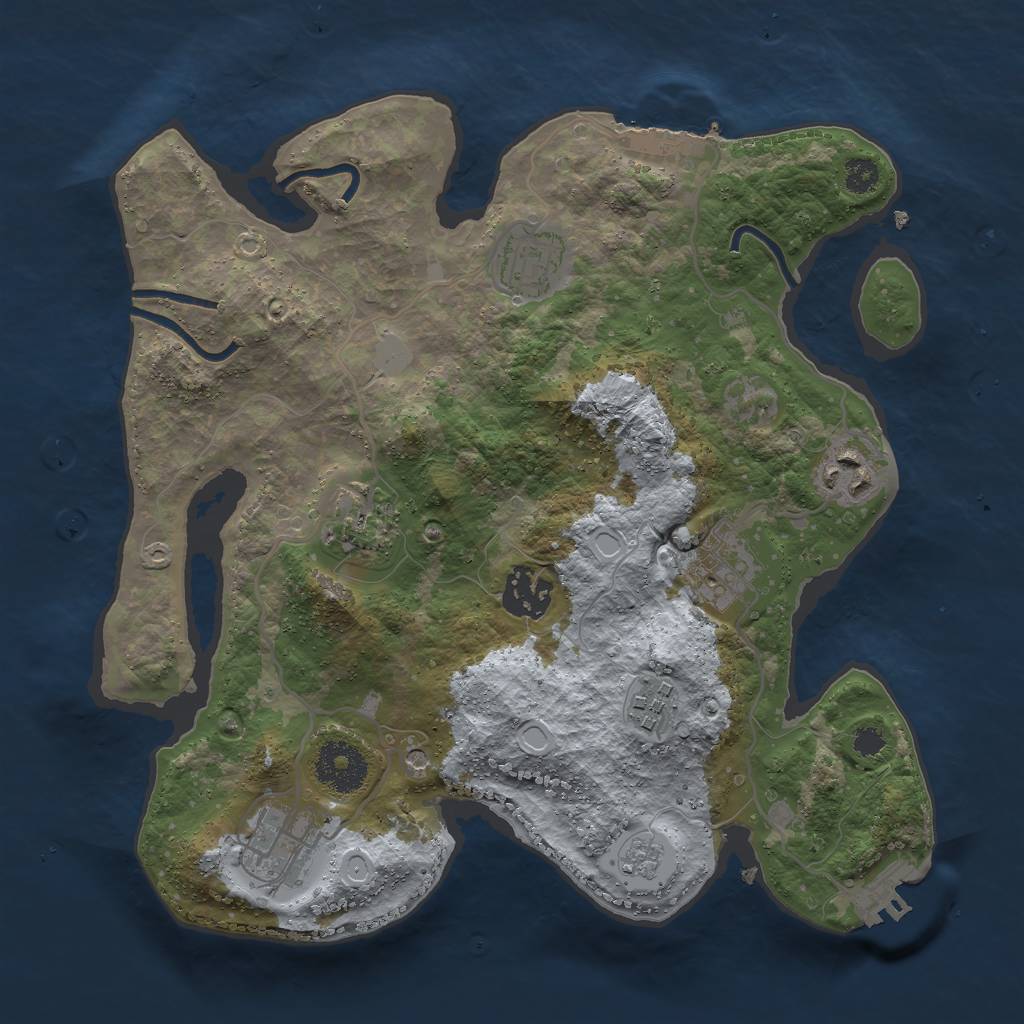 Rust Map: Procedural Map, Size: 3000, Seed: 472605, 16 Monuments