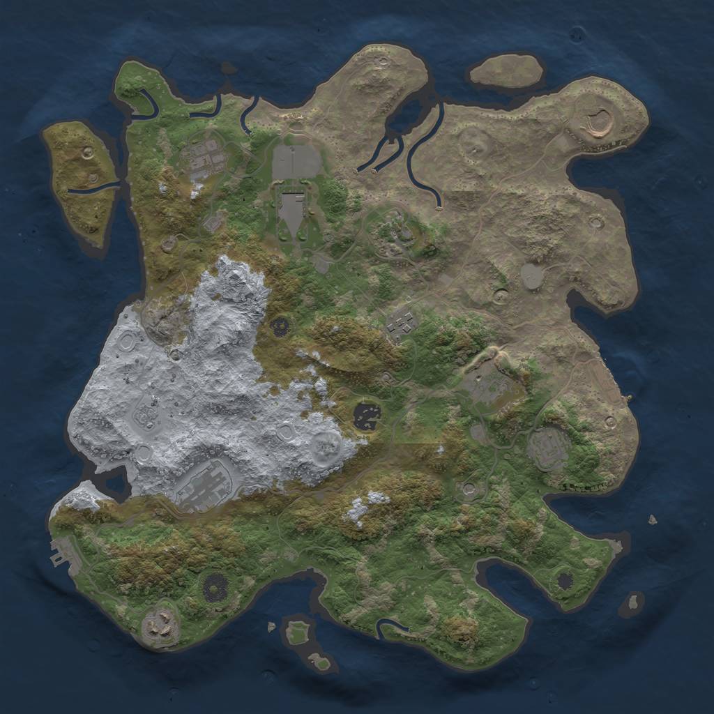Rust Map: Procedural Map, Size: 3821, Seed: 1984, 19 Monuments
