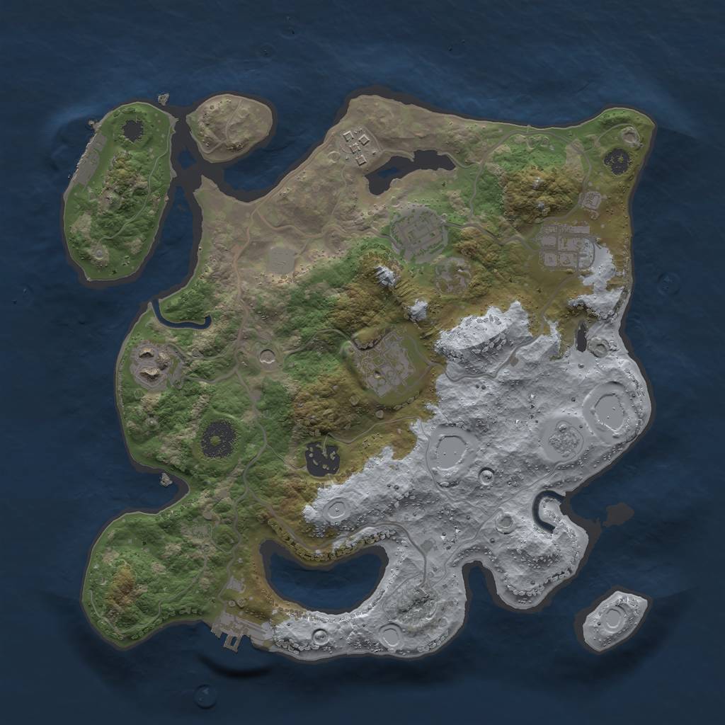 Rust Map: Procedural Map, Size: 3000, Seed: 1021591740, 15 Monuments