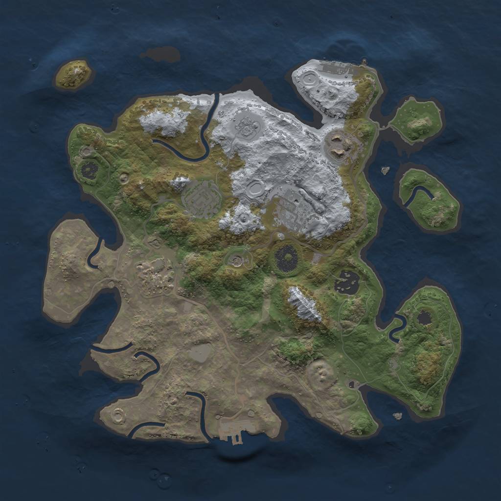 Rust Map: Procedural Map, Size: 3000, Seed: 281342, 14 Monuments