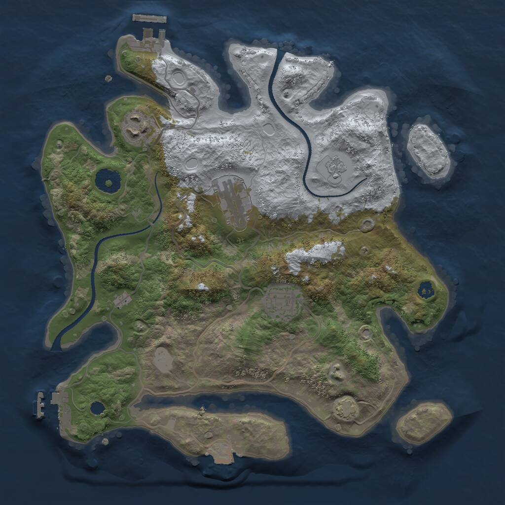 Rust Map: Procedural Map, Size: 3000, Seed: 13264, 8 Monuments