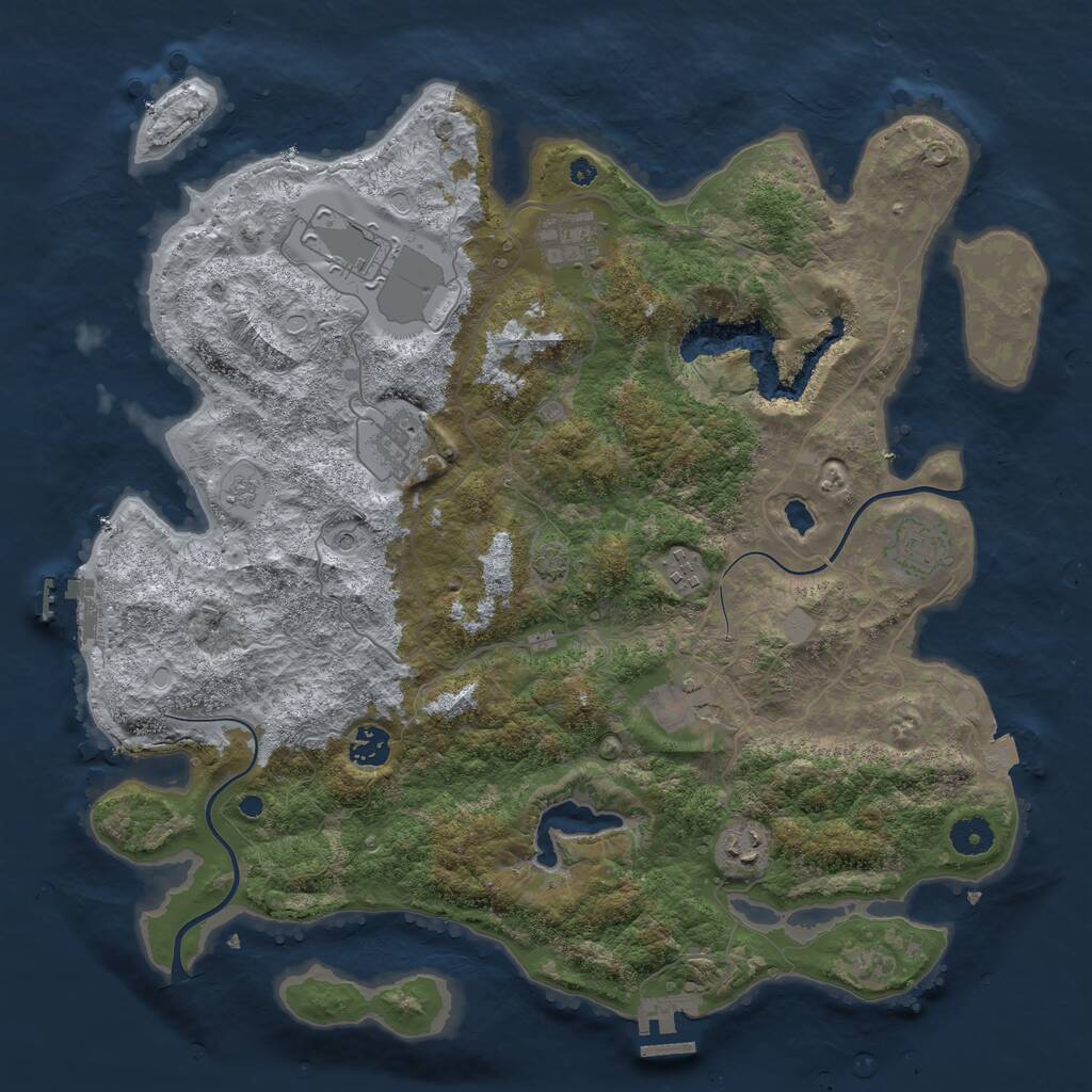 Rust Map: Procedural Map, Size: 4000, Seed: 441932811, 14 Monuments