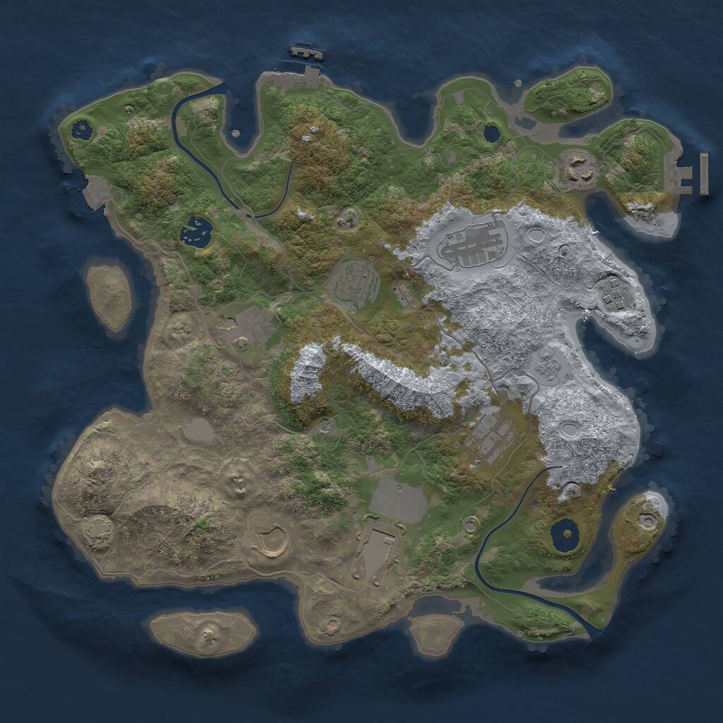 Rust Map: Procedural Map, Size: 3500, Seed: 91359623, 15 Monuments
