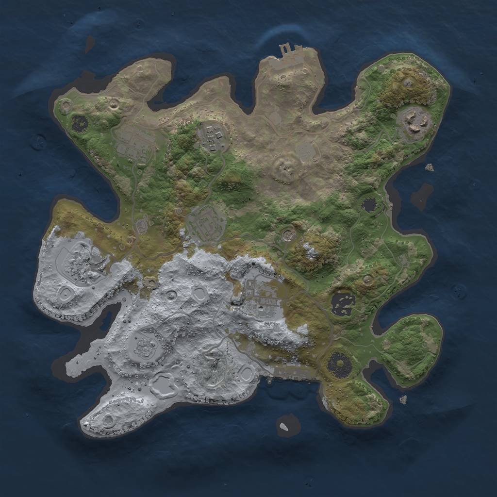 Rust Map: Procedural Map, Size: 3000, Seed: 1199832663, 16 Monuments