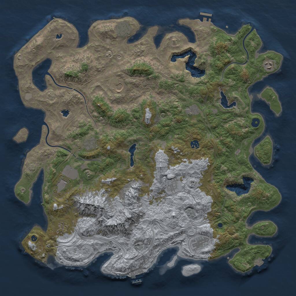 Rust Map: Procedural Map, Size: 5000, Seed: 145546, 17 Monuments