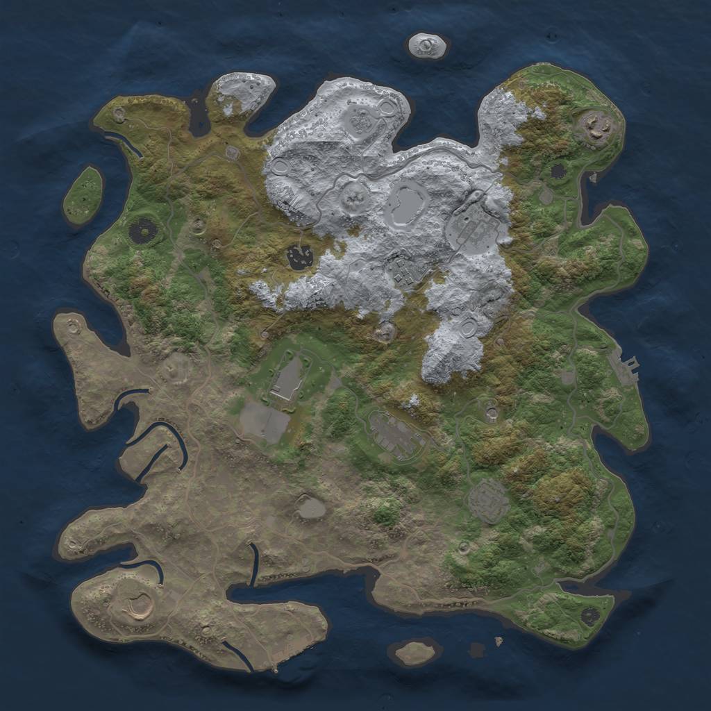 Rust Map: Procedural Map, Size: 4000, Seed: 3709428, 17 Monuments