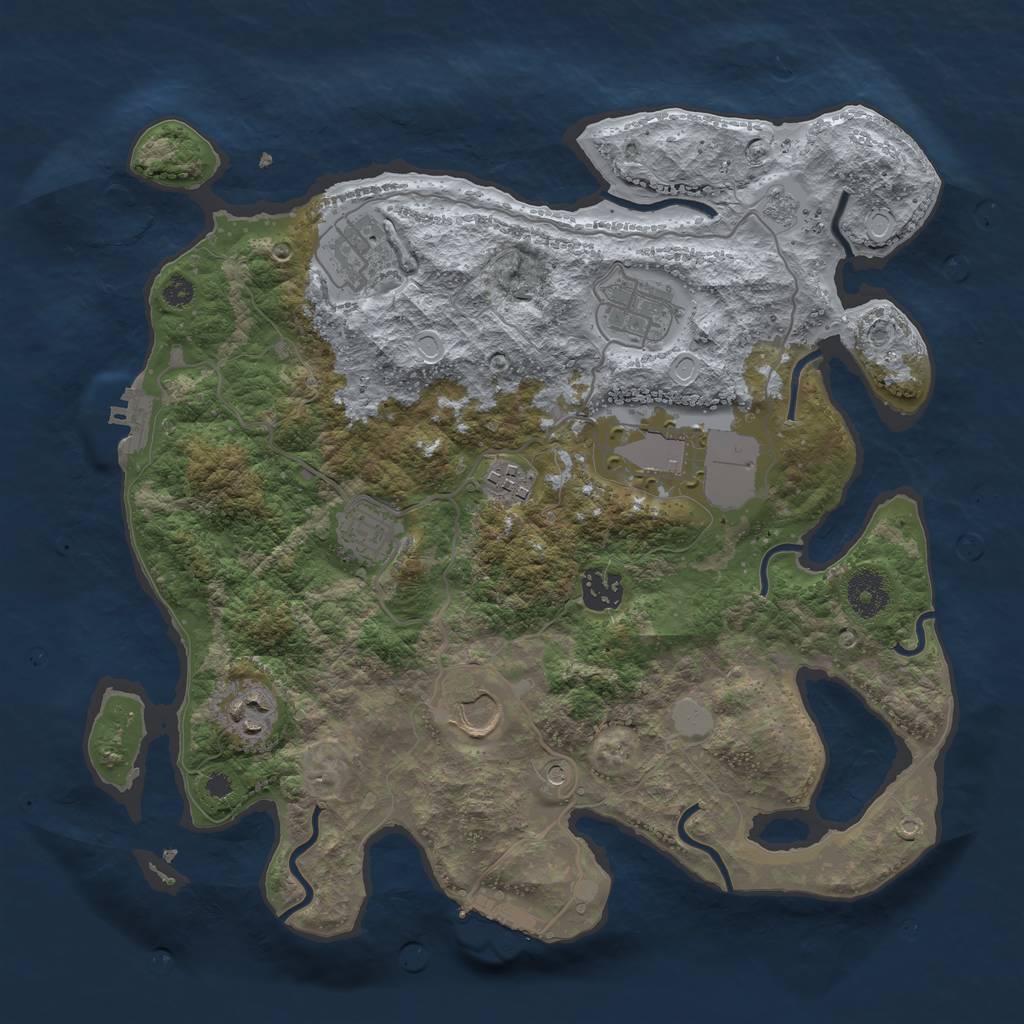 Rust Map: Procedural Map, Size: 3500, Seed: 81915344, 17 Monuments