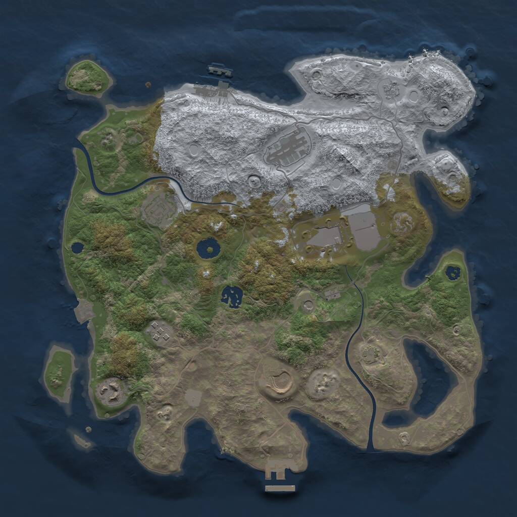 Rust Map: Procedural Map, Size: 3500, Seed: 81915344, 13 Monuments