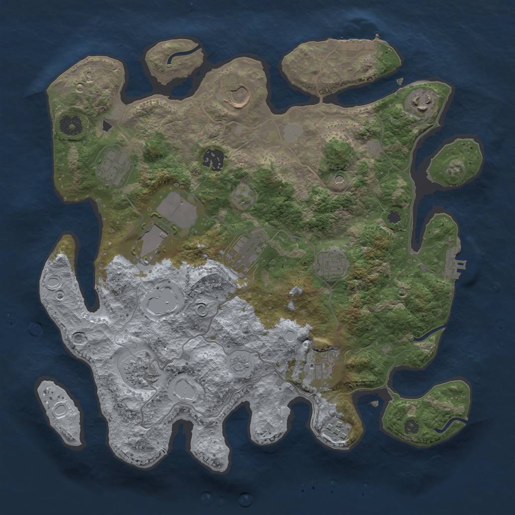 Rust Map: Procedural Map, Size: 3502, Seed: 3, 19 Monuments