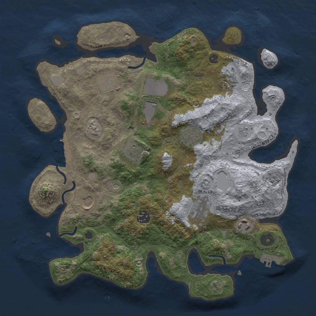 Rust Map: Procedural Map, Size: 3500, Seed: 56464731, 19 Monuments