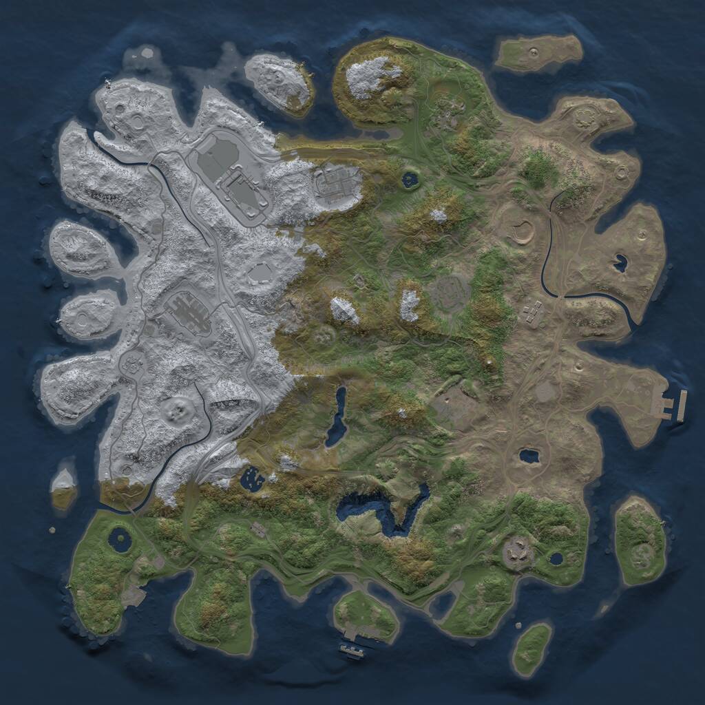 Rust Map: Procedural Map, Size: 4500, Seed: 834737, 16 Monuments