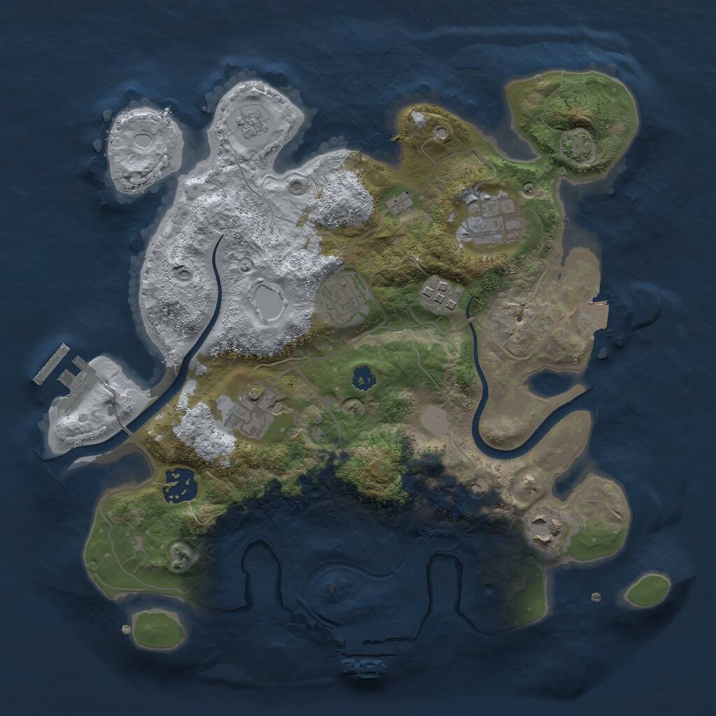 Rust Map: Procedural Map, Size: 3000, Seed: 1224, 12 Monuments