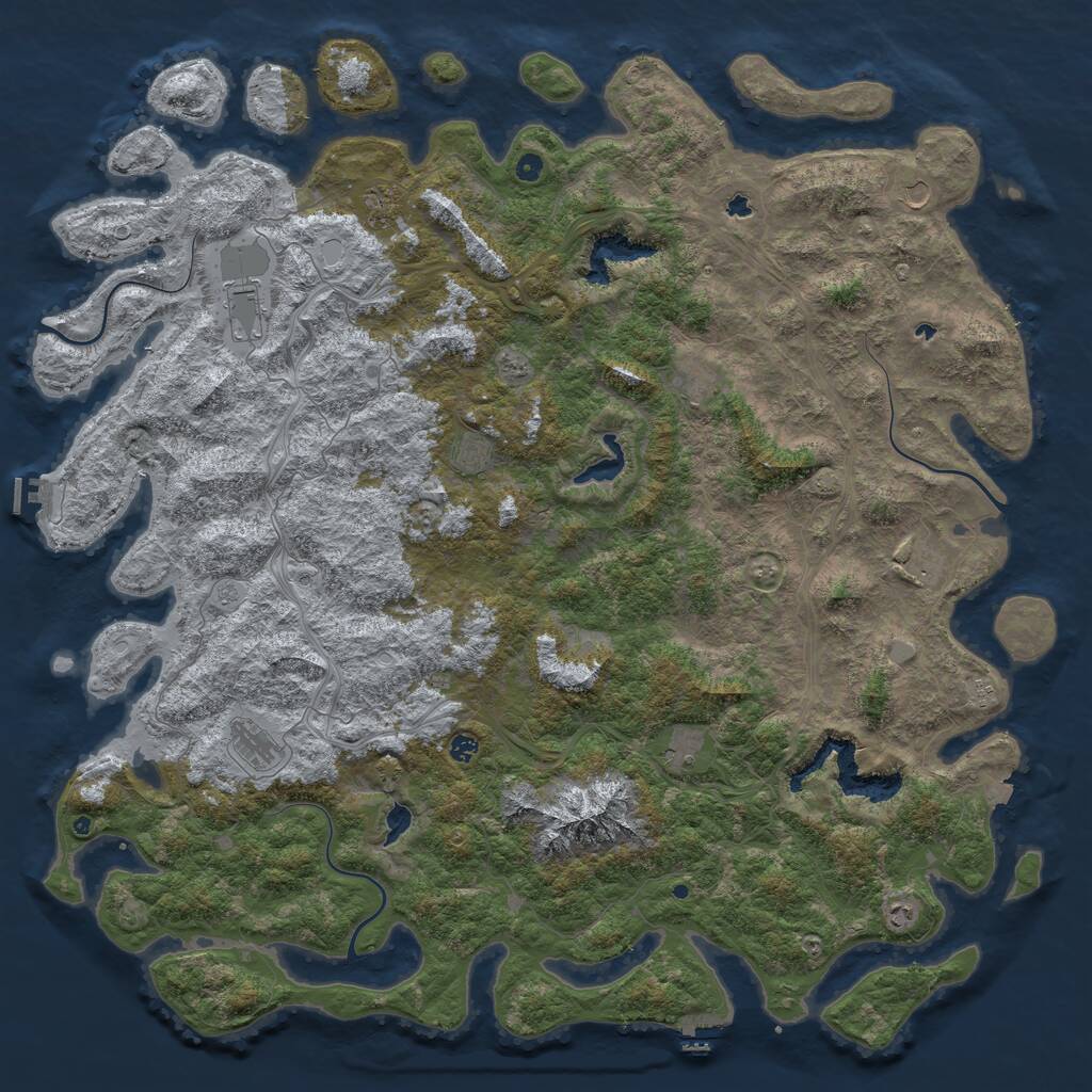 Rust Map: Procedural Map, Size: 6000, Seed: 886342056, 17 Monuments