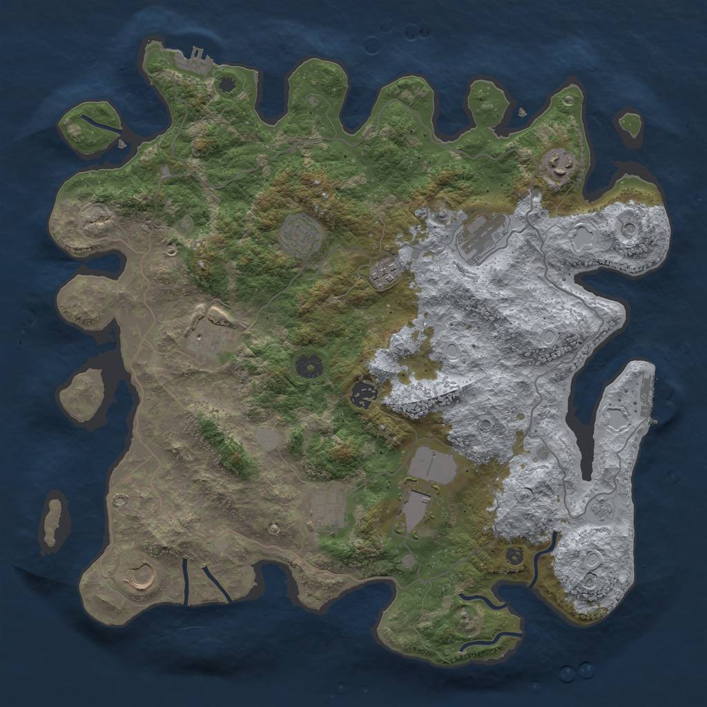 Rust Map: Procedural Map, Size: 4000, Seed: 1987147155, 18 Monuments