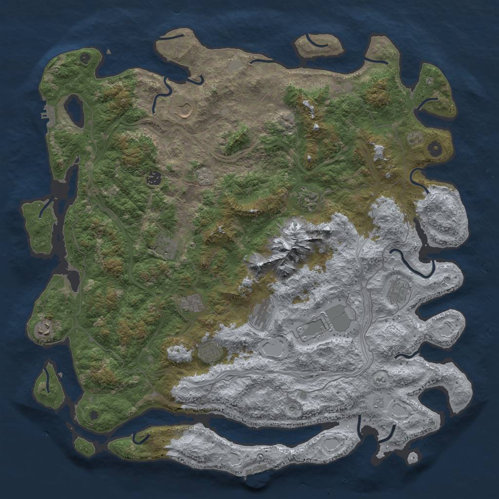 Rust Map: Procedural Map, Size: 5000, Seed: 114, 20 Monuments