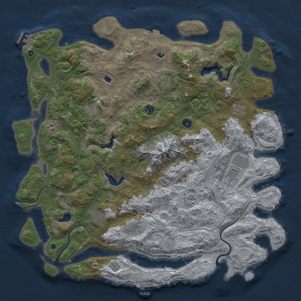 Rust Map: Procedural Map, Size: 5000, Seed: 114, 16 Monuments