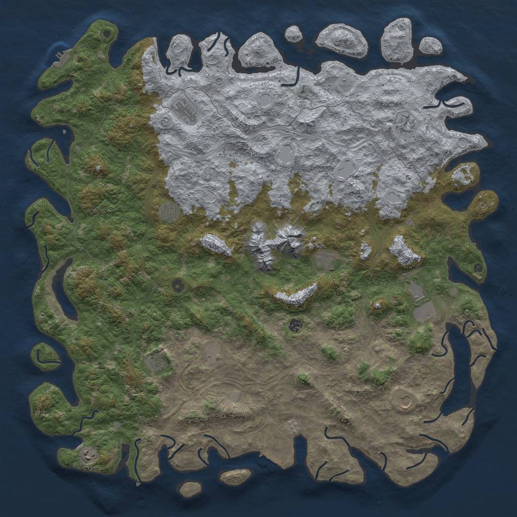 Rust Map: Procedural Map, Size: 6000, Seed: 285562409, 20 Monuments