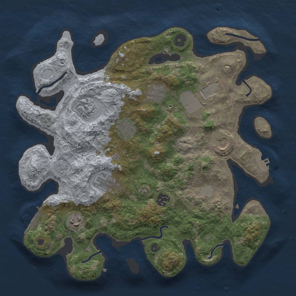 Rust Map: Procedural Map, Size: 3500, Seed: 220661575, 17 Monuments