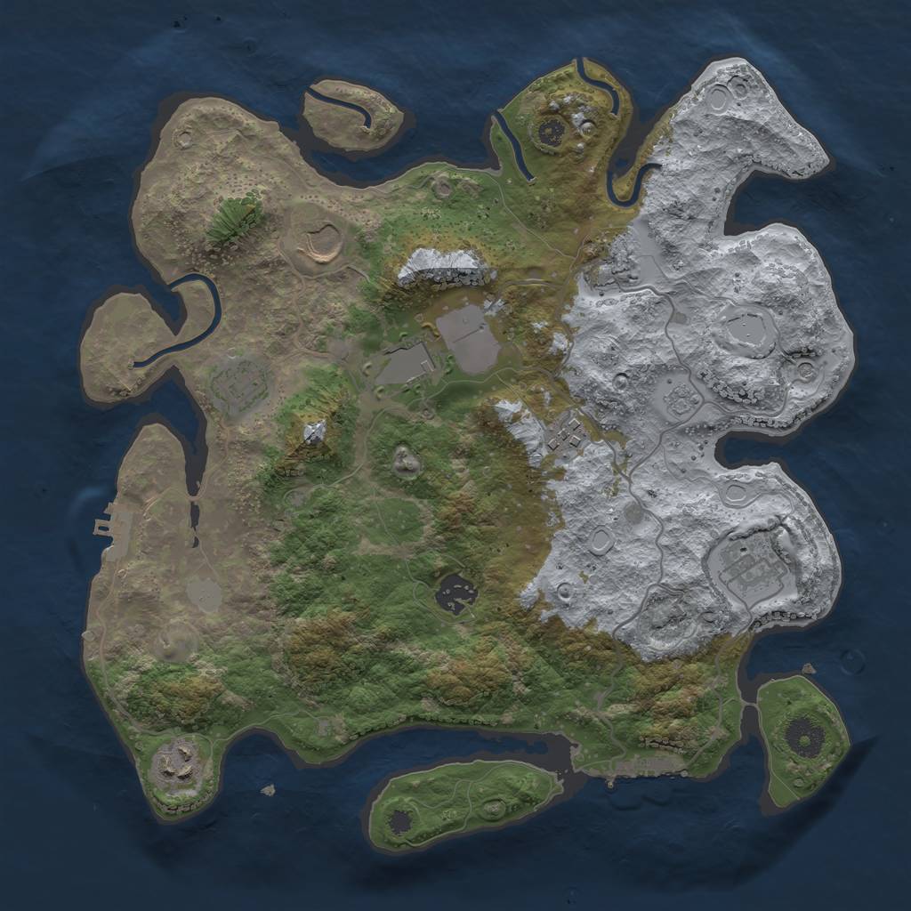 Rust Map: Procedural Map, Size: 3500, Seed: 245364536, 17 Monuments