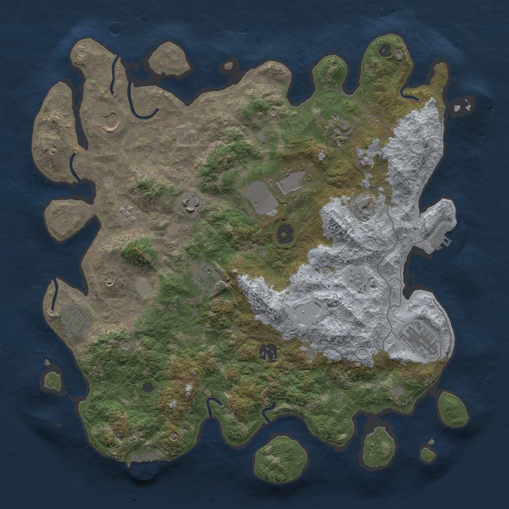 Rust Map: Procedural Map, Size: 4000, Seed: 186292421, 18 Monuments
