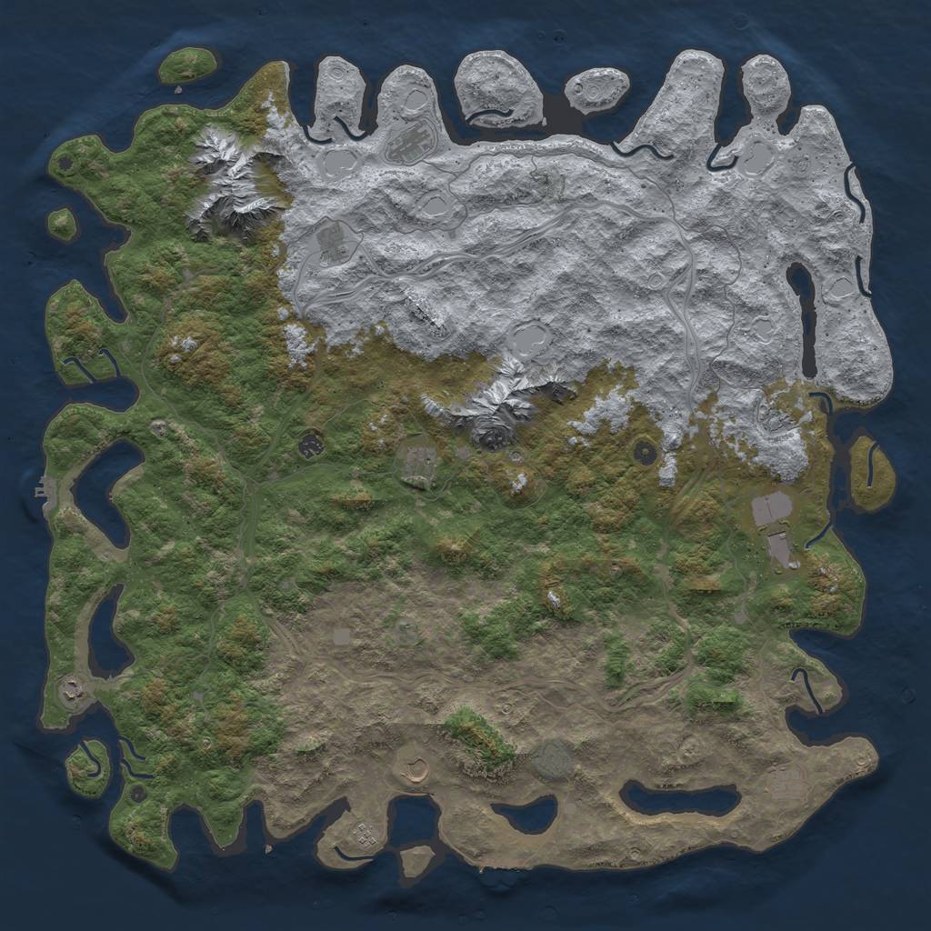 Rust Map: Procedural Map, Size: 6000, Seed: 1076365878, 20 Monuments