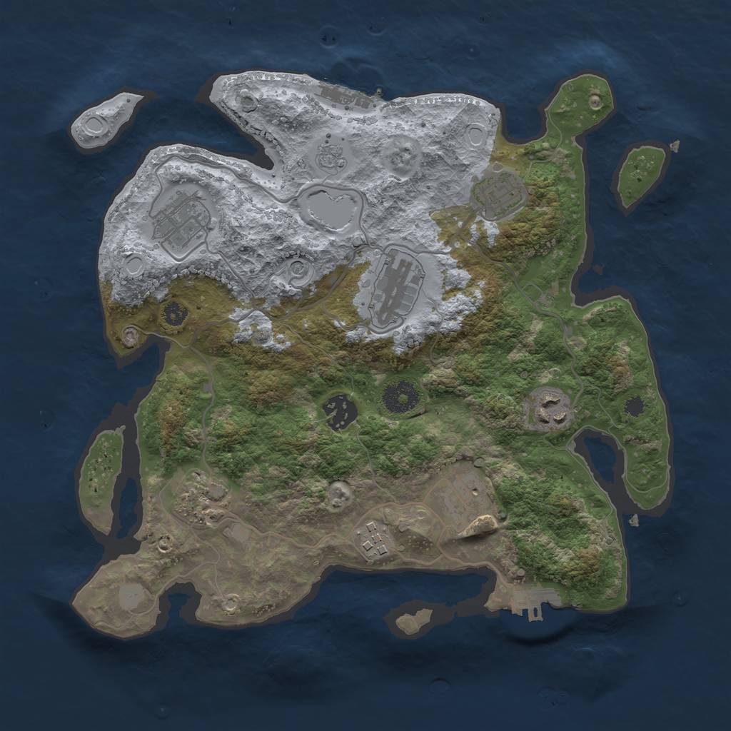 Rust Map: Procedural Map, Size: 3200, Seed: 711999382, 17 Monuments
