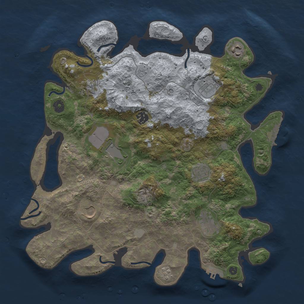Rust Map: Procedural Map, Size: 3750, Seed: 423452470, 18 Monuments